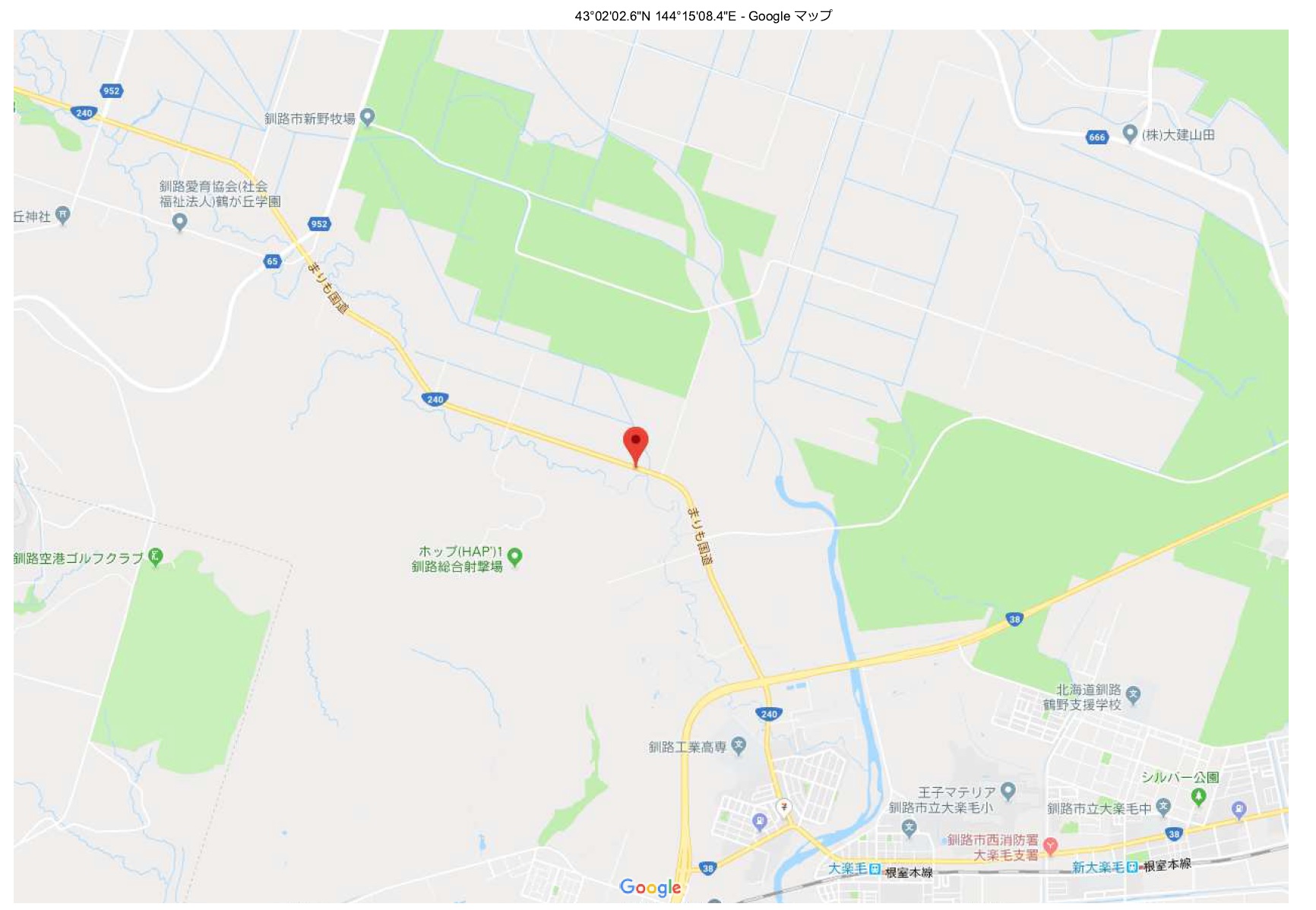 北海道釧路市新野7線166-9（管理番号：北海道釧路市新野7線166-9）の地図情報